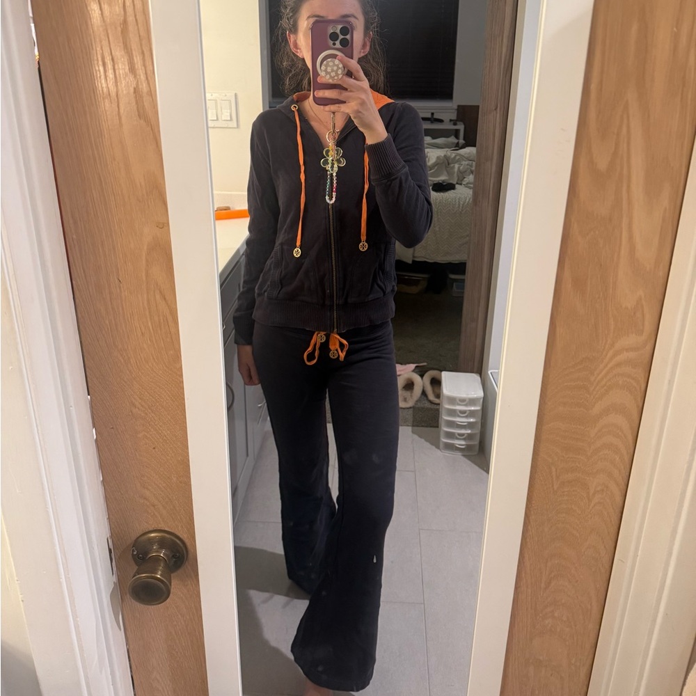 Tory Burch Dark Blue (Navy) Jogger Set with Orange Accents
